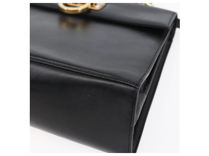 Borsa a mano in pelle Gancini Salvatore Ferragamo 2 in 1 Nero Oro Auth BA7984 - vista 12
