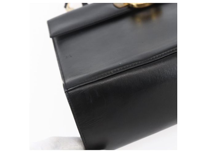 Borsa a mano in pelle Gancini Salvatore Ferragamo 2 in 1 Nero Oro Auth BA7984 - vista 13