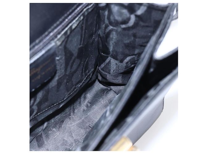 Borsa a mano in pelle Gancini Salvatore Ferragamo 2 in 1 Nero Oro Auth BA7984 - vista 19