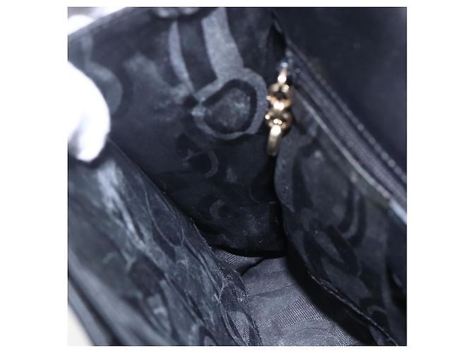 Borsa a mano in pelle Gancini Salvatore Ferragamo 2 in 1 Nero Oro Auth BA7984 - vista 20