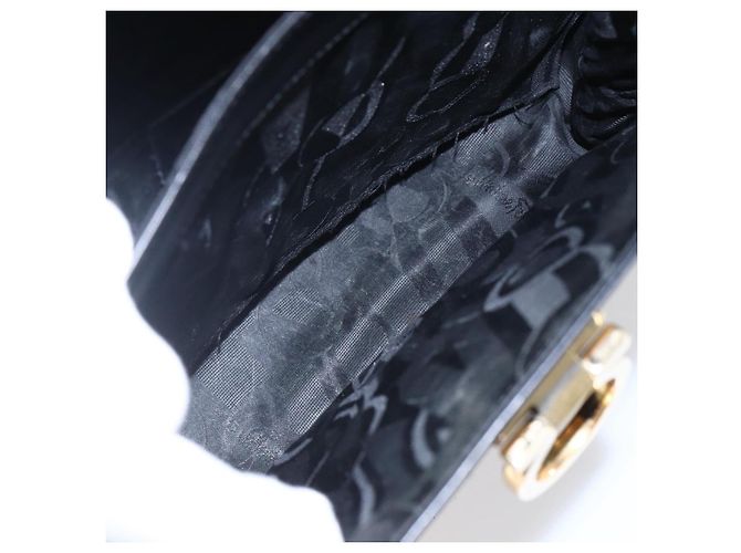 Borsa a mano in pelle Gancini Salvatore Ferragamo 2 in 1 Nero Oro Auth BA7984 - vista 22