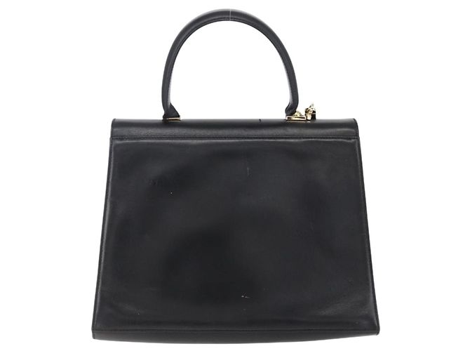 Borsa a mano in pelle Gancini Salvatore Ferragamo 2 in 1 Nero Oro Auth BA7984 - vista 3
