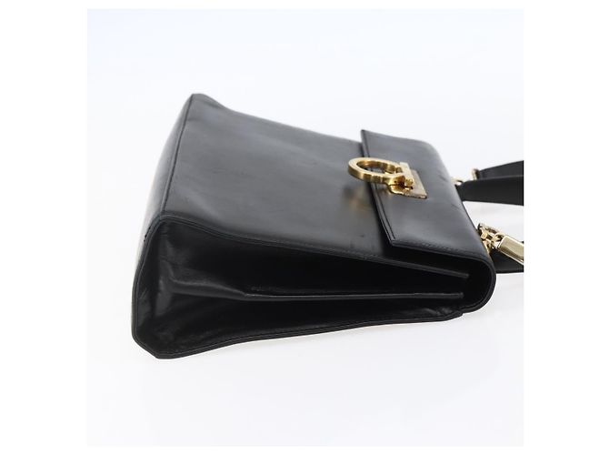 Borsa a mano in pelle Gancini Salvatore Ferragamo 2 in 1 Nero Oro Auth BA7984 - vista 5