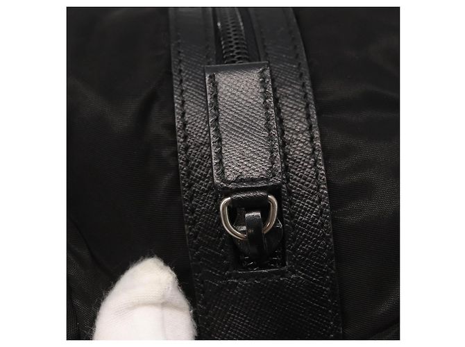 Pochete Prada Nylon Preto Prata Auth ka131 - vista 12
