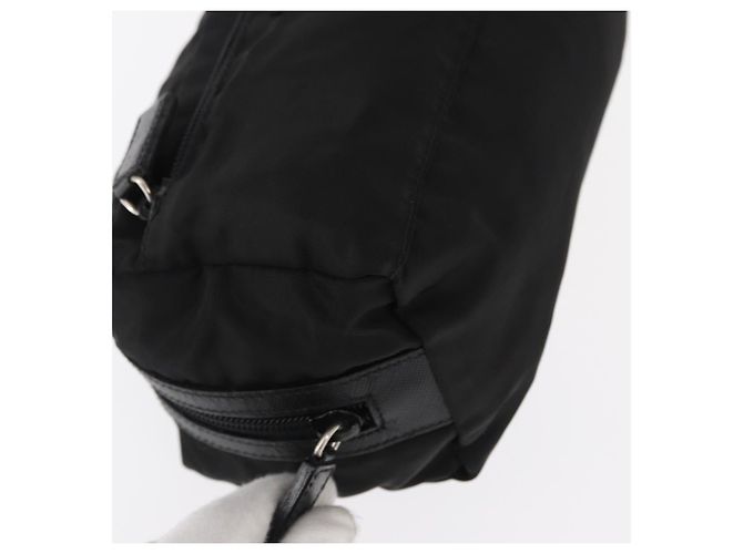 Pochete Prada Nylon Preto Prata Auth ka131 - vista 8