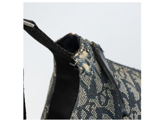 Borsa a Spalla in Tela Trotter Christian Dior Navy Argento Auth 147086 Blu navy - vista 15