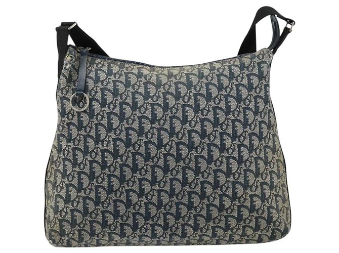 Borsa a Spalla in Tela Trotter Christian Dior Navy Argento Auth 147086 Blu navy - vista 2