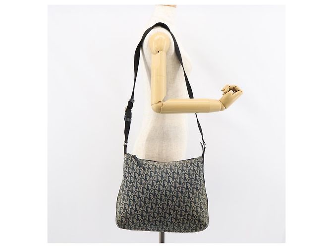 Borsa a Spalla in Tela Trotter Christian Dior Navy Argento Auth 147086 Blu navy - vista 23
