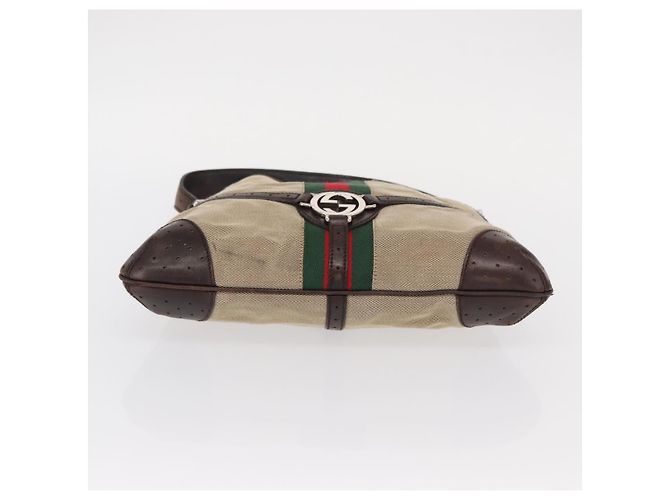 GUCCI Web Sherry Line Schultertasche Beige Silber Rot 114877 Auth yk19547 - Ansicht 10