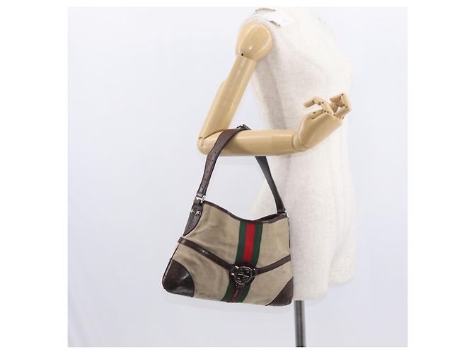 GUCCI Web Sherry Line Schultertasche Beige Silber Rot 114877 Auth yk19547 - Ansicht 23
