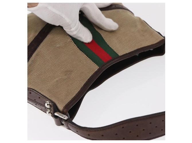GUCCI Web Sherry Line Schultertasche Beige Silber Rot 114877 Auth yk19547 - Ansicht 7