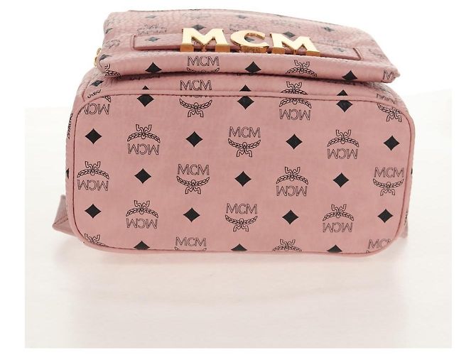 MCM Vicetos Logogram Rucksack aus PVC-Leder Rosa Gold Auth yk19517A Pink Golden - Ansicht 12