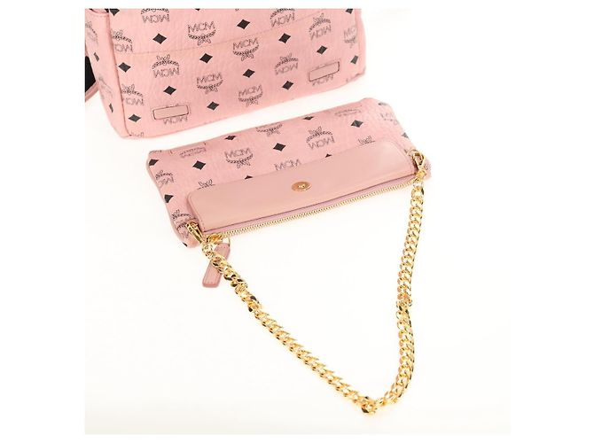 MCM Vicetos Logogram Rucksack aus PVC-Leder Rosa Gold Auth yk19517A Pink Golden - Ansicht 22
