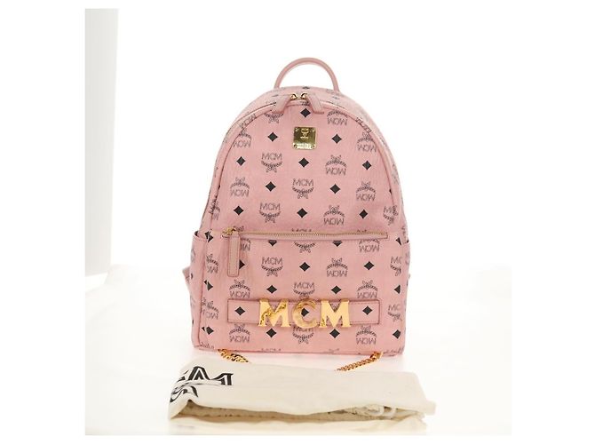 MCM Vicetos Logogram Rucksack aus PVC-Leder Rosa Gold Auth yk19517A Pink Golden - Ansicht 32