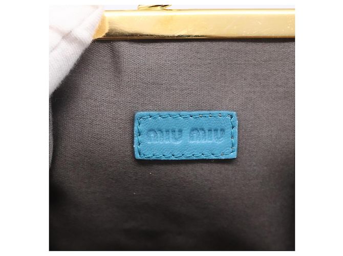 Portafoglio Miu Miu in Smalto Blu Turchese Oro Auth BA8464 D'oro - vista 13