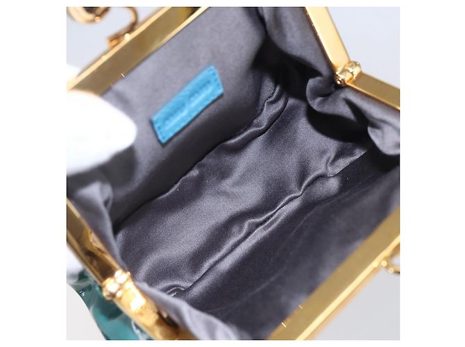 Portafoglio Miu Miu in Smalto Blu Turchese Oro Auth BA8464 D'oro - vista 14