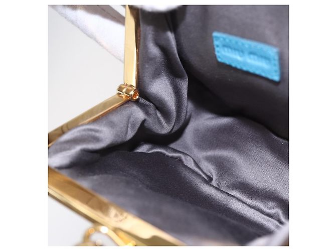 Portafoglio Miu Miu in Smalto Blu Turchese Oro Auth BA8464 D'oro - vista 16