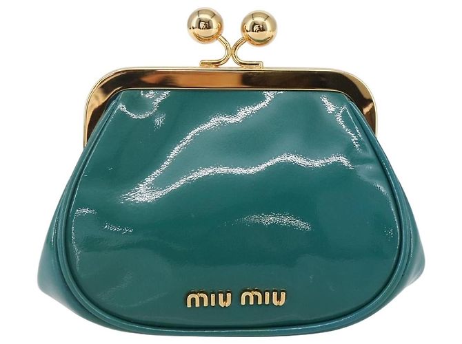 Portafoglio Miu Miu in Smalto Blu Turchese Oro Auth BA8464 D'oro - vista 2