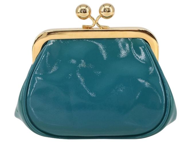 Portafoglio Miu Miu in Smalto Blu Turchese Oro Auth BA8464 D'oro - vista 3