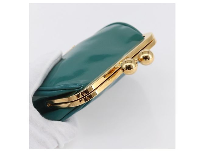 Portafoglio Miu Miu in Smalto Blu Turchese Oro Auth BA8464 D'oro - vista 6