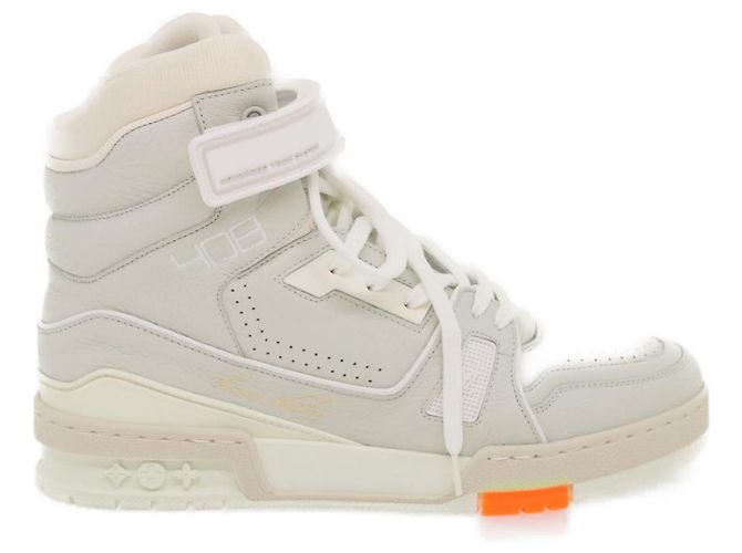 Sneakers Trainer LOUIS VUITTON in pelle Alte Bianche 1A5A0D LV Auth ak173SM Bianco - vista 12