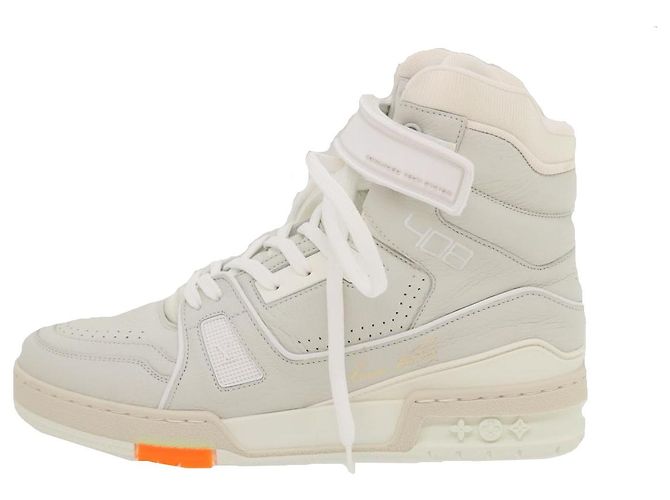 Sneakers Trainer LOUIS VUITTON in pelle Alte Bianche 1A5A0D LV Auth ak173SM Bianco - vista 3