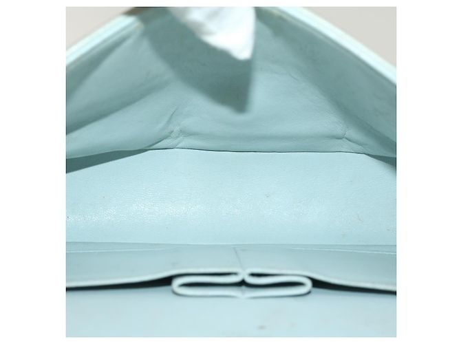 CHANEL Classico Matelassé 25 Borsa a Spalla con Catena Doppia in Pelle di Agnello Auth 29961V D'oro Blu chiaro - vista 11