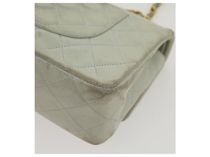 CHANEL Classico Matelassé 25 Borsa a Spalla con Catena Doppia in Pelle di Agnello Auth 29961V D'oro Blu chiaro - vista 15