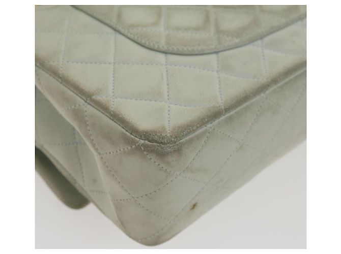 CHANEL Classico Matelassé 25 Borsa a Spalla con Catena Doppia in Pelle di Agnello Auth 29961V D'oro Blu chiaro - vista 16