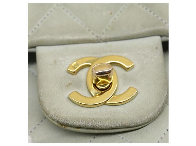 CHANEL Classico Matelassé 25 Borsa a Spalla con Catena Doppia in Pelle di Agnello Auth 29961V D'oro Blu chiaro - vista 17