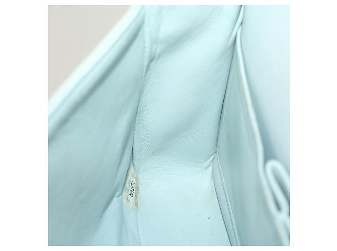 CHANEL Classico Matelassé 25 Borsa a Spalla con Catena Doppia in Pelle di Agnello Auth 29961V D'oro Blu chiaro - vista 26