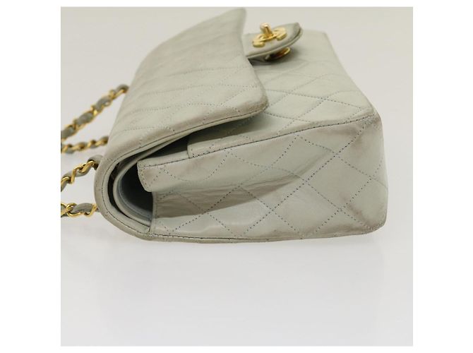 CHANEL Classico Matelassé 25 Borsa a Spalla con Catena Doppia in Pelle di Agnello Auth 29961V D'oro Blu chiaro - vista 3