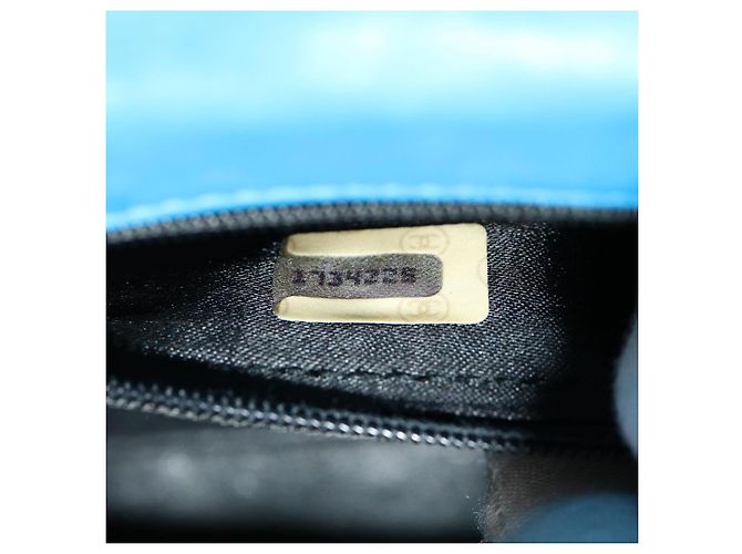 CHANEL Borsa a Mano in Pelle di Agnello Blu CC Auth hk455SAV - vista 11