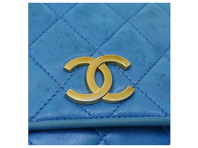 CHANEL Borsa a Mano in Pelle di Agnello Blu CC Auth hk455SAV - vista 17