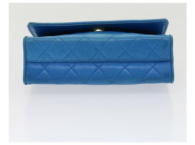 CHANEL Borsa a Mano in Pelle di Agnello Blu CC Auth hk455SAV - vista 5