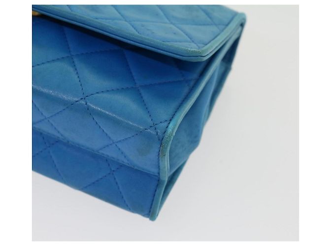 CHANEL Borsa a Mano in Pelle di Agnello Blu CC Auth hk455SAV - vista 8