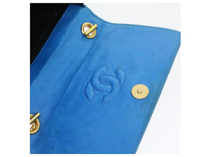CHANEL Borsa a Mano in Pelle di Agnello Blu CC Auth hk455SAV - vista 9
