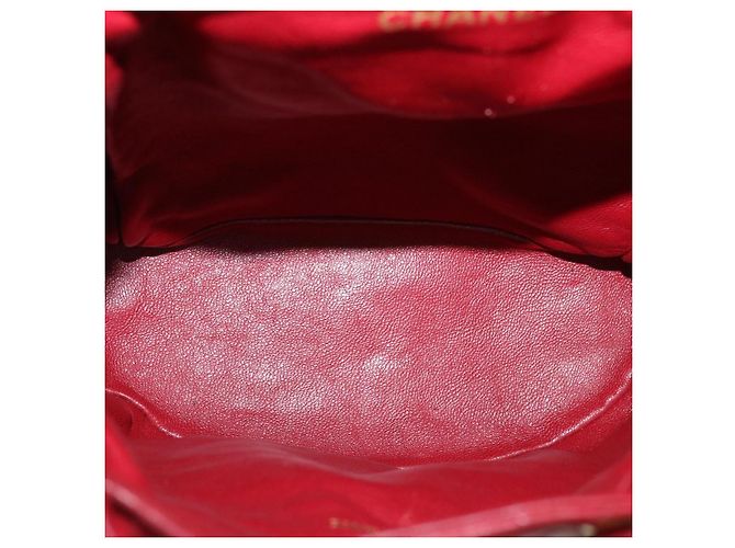 CHANEL Borsa a Mano Matelassé con Catena in Pelle di Agnello Rossa CC Auth 31892V Rosso - vista 11