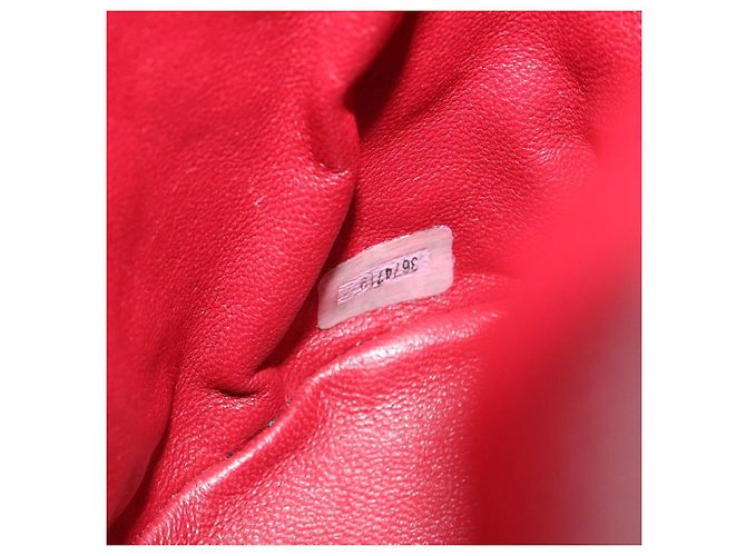 CHANEL Borsa a Mano Matelassé con Catena in Pelle di Agnello Rossa CC Auth 31892V Rosso - vista 12