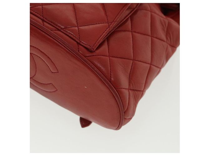 CHANEL Borsa a Mano Matelassé con Catena in Pelle di Agnello Rossa CC Auth 31892V Rosso - vista 14