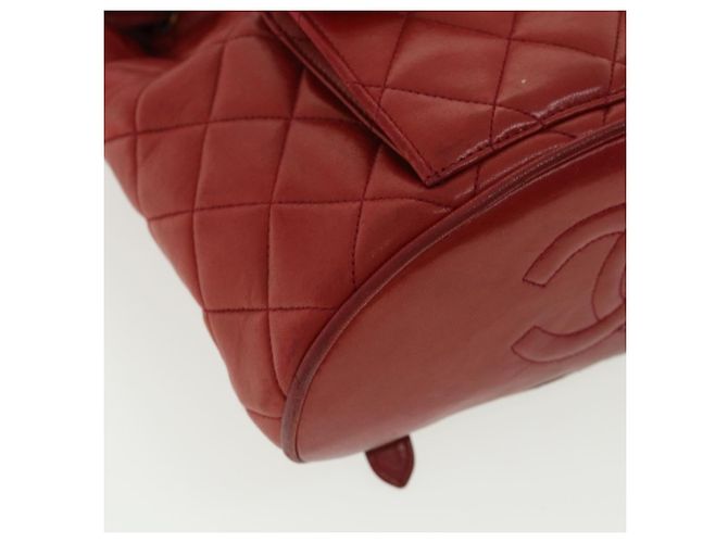 CHANEL Borsa a Mano Matelassé con Catena in Pelle di Agnello Rossa CC Auth 31892V Rosso - vista 15
