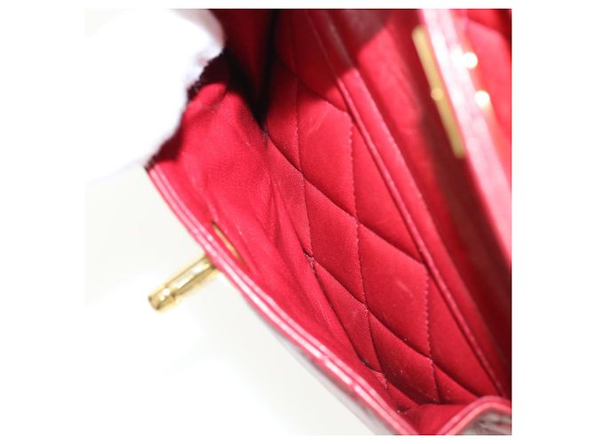 CHANEL Borsa a Mano Matelassé con Catena in Pelle di Agnello Rossa CC Auth 31892V Rosso - vista 17