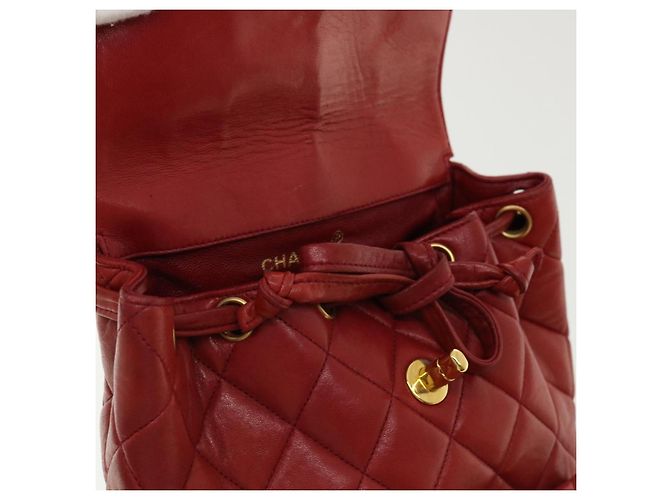 CHANEL Borsa a Mano Matelassé con Catena in Pelle di Agnello Rossa CC Auth 31892V Rosso - vista 19