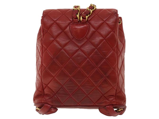 CHANEL Borsa a Mano Matelassé con Catena in Pelle di Agnello Rossa CC Auth 31892V Rosso - vista 2