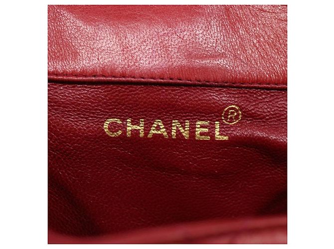 CHANEL Borsa a Mano Matelassé con Catena in Pelle di Agnello Rossa CC Auth 31892V Rosso - vista 20
