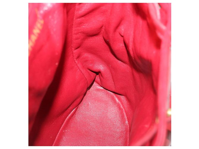 CHANEL Borsa a Mano Matelassé con Catena in Pelle di Agnello Rossa CC Auth 31892V Rosso - vista 21