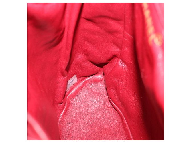 CHANEL Borsa a Mano Matelassé con Catena in Pelle di Agnello Rossa CC Auth 31892V Rosso - vista 22