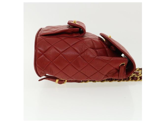 CHANEL Borsa a Mano Matelassé con Catena in Pelle di Agnello Rossa CC Auth 31892V Rosso - vista 3