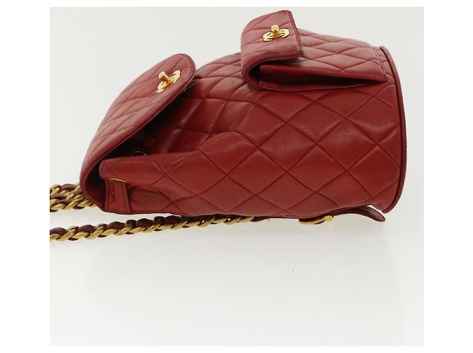 CHANEL Borsa a Mano Matelassé con Catena in Pelle di Agnello Rossa CC Auth 31892V Rosso - vista 4