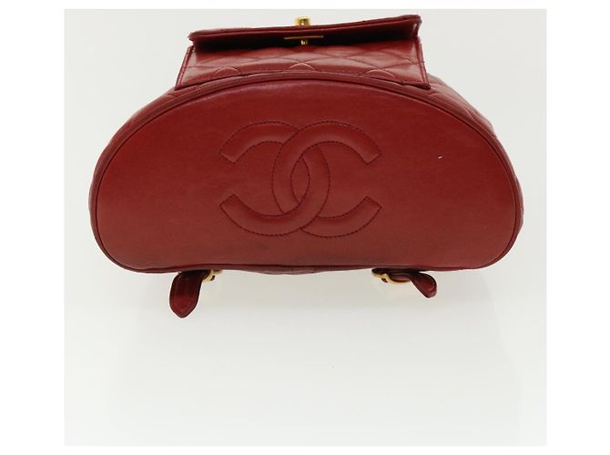 CHANEL Borsa a Mano Matelassé con Catena in Pelle di Agnello Rossa CC Auth 31892V Rosso - vista 5
